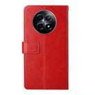 For Realme 13+ 5G Global HT01 Y-shaped Pattern Flip Leather Phone Case(Red) - 3