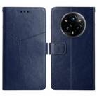 For Realme 14 Pro+ 5G HT01 Y-shaped Pattern Flip Leather Phone Case(Blue) - 1