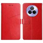 For Realme P3 Pro 5G Global HT01 Y-shaped Pattern Flip Leather Phone Case(Red) - 1