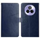 For Realme P3 Pro 5G Global HT01 Y-shaped Pattern Flip Leather Phone Case(Blue) - 1