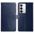 For Realme C75 5G HT01 Y-shaped Pattern Flip Leather Phone Case(Blue) - 1
