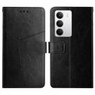 For Realme C75 5G HT01 Y-shaped Pattern Flip Leather Phone Case(Black) - 1