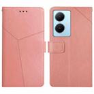 For vivo Y78+ HT01 Y-shaped Pattern Flip Leather Phone Case(Pink) - 1