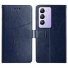 For vivo Y200e 5G/Y100 5G IDN/V30 Lite 5G India HT01 Y-shaped Pattern Flip Leather Phone Case(Blue) - 1