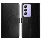 For vivo Y200e 5G/Y100 5G IDN/V30 Lite 5G India HT01 Y-shaped Pattern Flip Leather Phone Case(Black) - 1