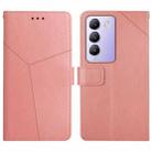 For vivo Y200e 5G/Y100 5G IDN/V30 Lite 5G India HT01 Y-shaped Pattern Flip Leather Phone Case(Pink) - 1