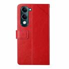 For vivo Y04 4G / Y29s 5G HT01 Y-shaped Pattern Flip Leather Phone Case(Red) - 3