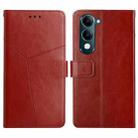 For vivo Y04 4G / Y29s 5G HT01 Y-shaped Pattern Flip Leather Phone Case(Brown) - 1