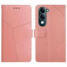 For vivo Y04 4G / Y29s 5G HT01 Y-shaped Pattern Flip Leather Phone Case(Pink) - 1