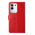 For vivo Y29 4G Global HT01 Y-shaped Pattern Flip Leather Phone Case(Red) - 3