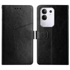 For vivo Y29 4G Global HT01 Y-shaped Pattern Flip Leather Phone Case(Black) - 1