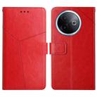 For vivo Y39 5G Global HT01 Y-shaped Pattern Flip Leather Phone Case(Red) - 1