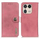 For Motorola Edge 50 Ultra KHAZNEH Cowhide Texture Flip Leather Phone Case(Pink) - 1