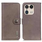 For Motorola Edge 50 Ultra KHAZNEH Cowhide Texture Flip Leather Phone Case(Khaki) - 1