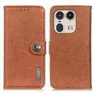 For Motorola Edge 50 Ultra KHAZNEH Cowhide Texture Flip Leather Phone Case(Brown) - 1