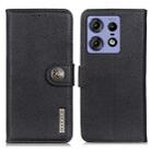 For Motorola Edge 50 Pro KHAZNEH Cowhide Texture Flip Leather Phone Case(Black) - 1