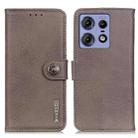 For Motorola Edge 50 Pro KHAZNEH Cowhide Texture Flip Leather Phone Case(Khaki) - 1
