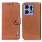 For Motorola Edge 50 Pro KHAZNEH Cowhide Texture Flip Leather Phone Case(Brown) - 1