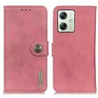 For Motorola Moto G64 5G KHAZNEH Cowhide Texture Flip Leather Phone Case(Pink) - 1