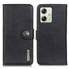 For Motorola Moto G64 5G KHAZNEH Cowhide Texture Flip Leather Phone Case(Black) - 1