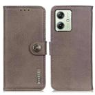For Motorola Moto G64 5G KHAZNEH Cowhide Texture Flip Leather Phone Case(Khaki) - 1