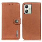 For Motorola Moto G64 5G KHAZNEH Cowhide Texture Flip Leather Phone Case(Brown) - 1