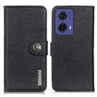 For Motorola Moto G85 KHAZNEH Cowhide Texture Flip Leather Phone Case(Black) - 1