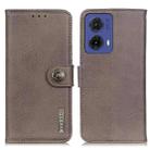 For Motorola Moto G85 KHAZNEH Cowhide Texture Flip Leather Phone Case(Khaki) - 1