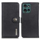 For Motorola Edge 50 KHAZNEH Cowhide Texture Flip Leather Phone Case(Black) - 1