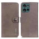 For Motorola Edge 50 KHAZNEH Cowhide Texture Flip Leather Phone Case(Khaki) - 1