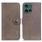 For Motorola Edge 50 Neo KHAZNEH Cowhide Texture Flip Leather Phone Case(Khaki) - 1