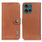 For Motorola Edge 50 Neo KHAZNEH Cowhide Texture Flip Leather Phone Case(Brown) - 1