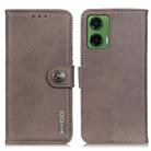For Motorola Moto G35 5G KHAZNEH Cowhide Texture Flip Leather Phone Case(Khaki) - 1