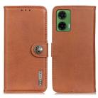 For Motorola Moto G35 5G KHAZNEH Cowhide Texture Flip Leather Phone Case(Brown) - 1