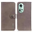 For OPPO Reno11 5G Global KHAZNEH Cowhide Texture Flip Leather Phone Case(Khaki) - 1