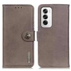 For OPPO Reno12 5G Global KHAZNEH Cowhide Texture Flip Leather Phone Case(Khaki) - 1