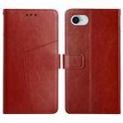 For iPhone 16e HT01 Y-shaped Pattern Flip Leather Phone Case(Brown) - 1