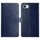 For iPhone SE 2024 HT01 Y-shaped Pattern Flip Leather Phone Case(Blue) - 1