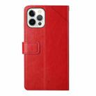 For iPhone 16 Pro Max HT01 Y-shaped Pattern Flip Leather Phone Case(Red) - 3