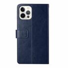 For iPhone 16 Pro Max HT01 Y-shaped Pattern Flip Leather Phone Case(Blue) - 3