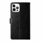 For iPhone 16 Pro HT01 Y-shaped Pattern Flip Leather Phone Case(Black) - 3