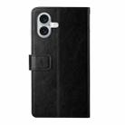 For iPhone 16 HT01 Y-shaped Pattern Flip Leather Phone Case(Black) - 3