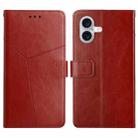 For iPhone 17 HT01 Y-shaped Pattern Flip Leather Phone Case(Brown) - 1