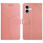 For iPhone 17 HT01 Y-shaped Pattern Flip Leather Phone Case(Pink) - 1