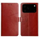For iPhone 17 Pro HT01 Y-shaped Pattern Flip Leather Phone Case(Brown) - 1
