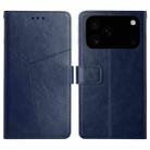 For iPhone 17 Pro Max HT01 Y-shaped Pattern Flip Leather Phone Case(Blue) - 1