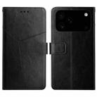 For iPhone 17 Pro Max HT01 Y-shaped Pattern Flip Leather Phone Case(Black) - 1
