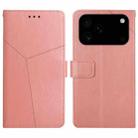 For iPhone 17 Pro Max HT01 Y-shaped Pattern Flip Leather Phone Case(Pink) - 1