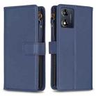 For Motorola Moto E13 4G 9 Card Slots Zipper Wallet Leather Flip Phone Case(Blue) - 1