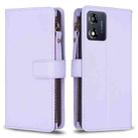 For Motorola Moto E13 4G 9 Card Slots Zipper Wallet Leather Flip Phone Case(Light Purple) - 1